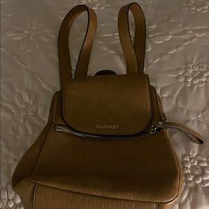 Calvin Klein Brown Leather Backpack